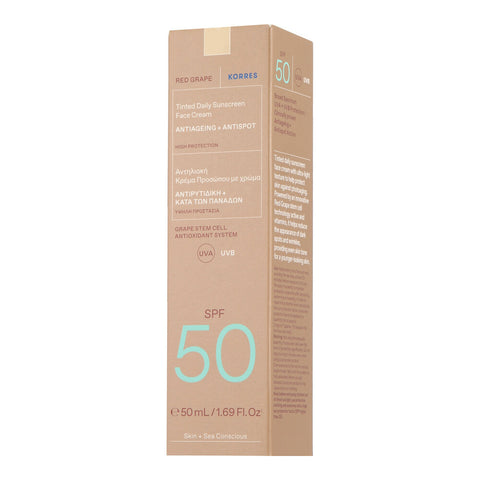 Korres Sun Care Red Grape Sunscreen Tinted Face Cream SPF 50